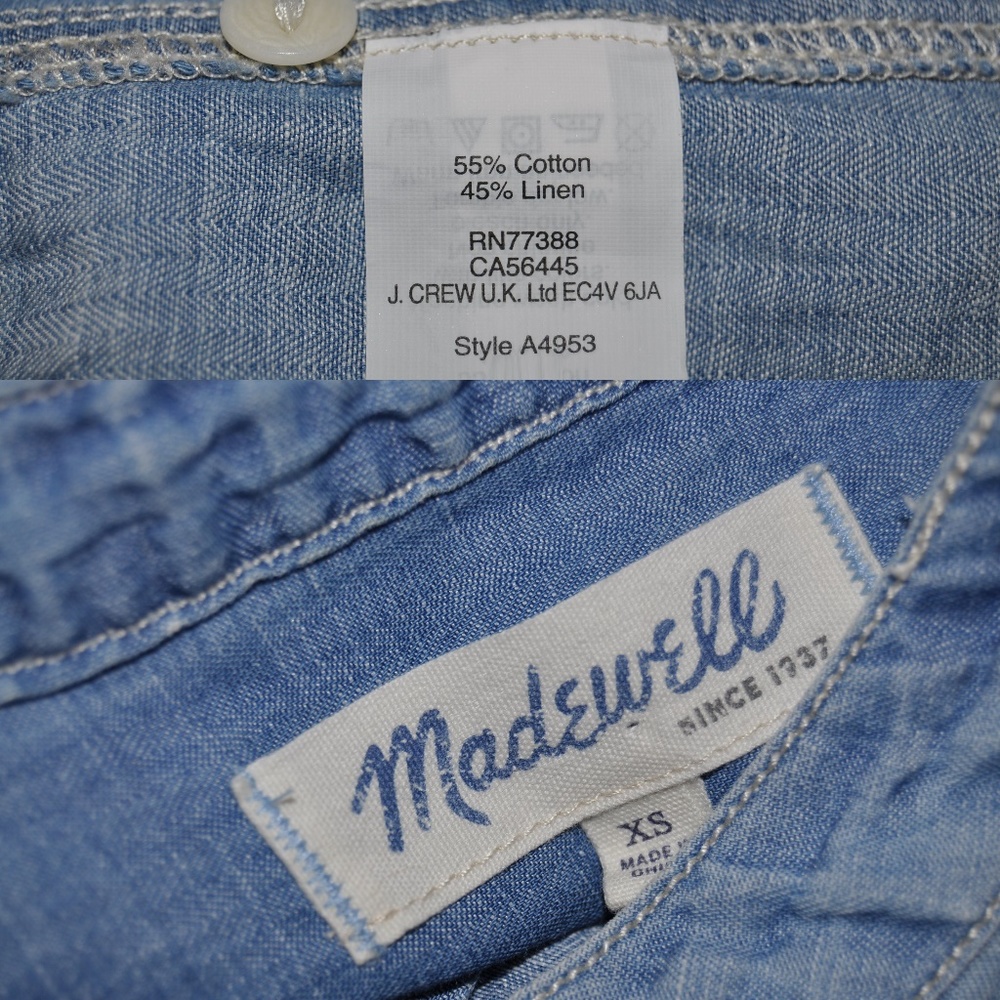 MADEWELL Blue Perfect Chambray Sunday Shirt [E8] - Picture 8 of 8